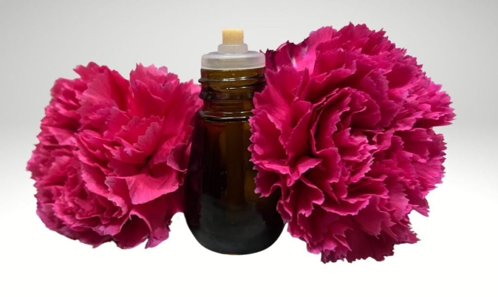 Essential oil bottle with flowers