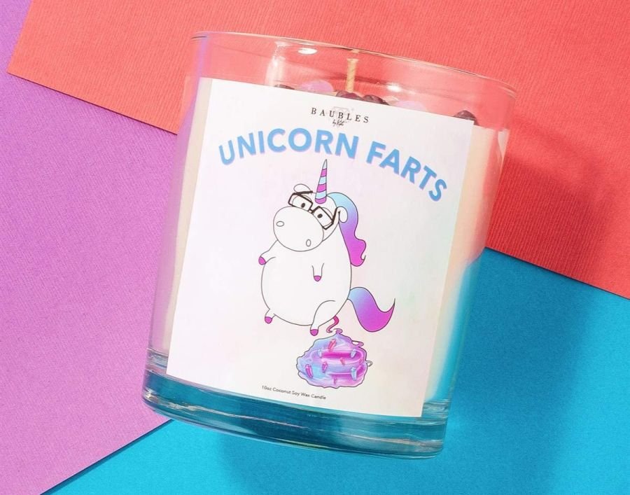Kate Bissetts Unicorn Farts Candle with Crystal Shart Sprinkles