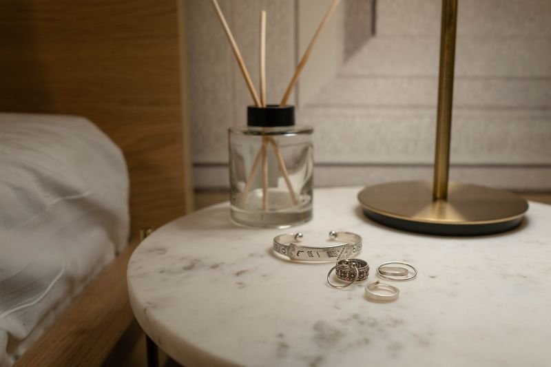 place reed diffuser on night stand in the bedroom