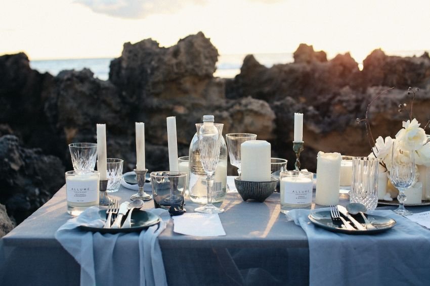 Candles with a table setting