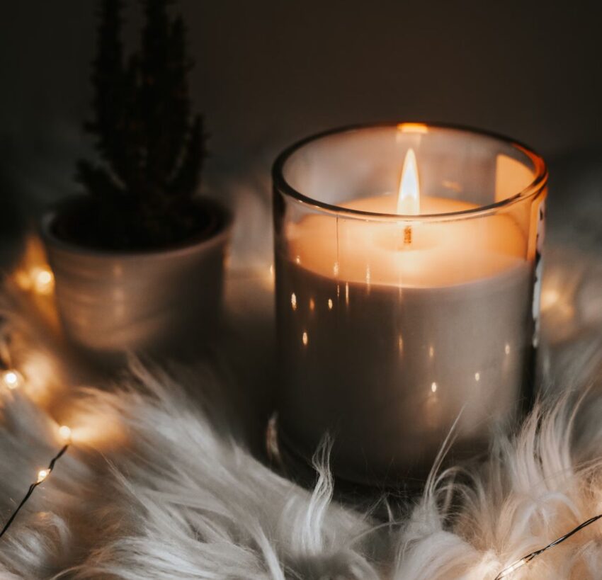 scented candle in a glass container